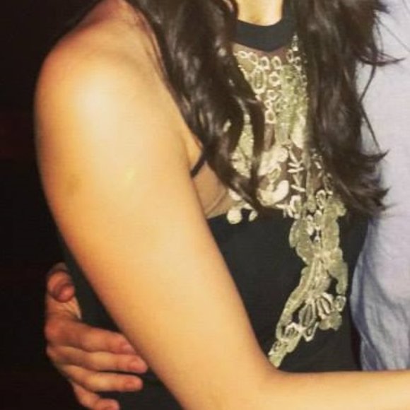 WOW Couture Black/Gold Strapless Printed Bodice Tube Dress - Picture 4 of 4